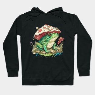 Cottagecore Aesthetic Frog under Mushroom Vintage Hoodie